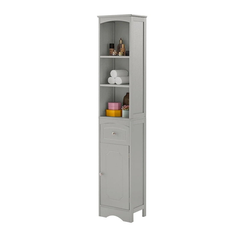 Wooden Freestanding Tall Bathroom Storage Linen Cabinet