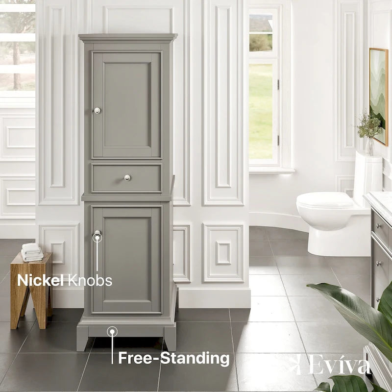 Eviva Elite Stamford 24 Gray Freestanding Linen Cabinet