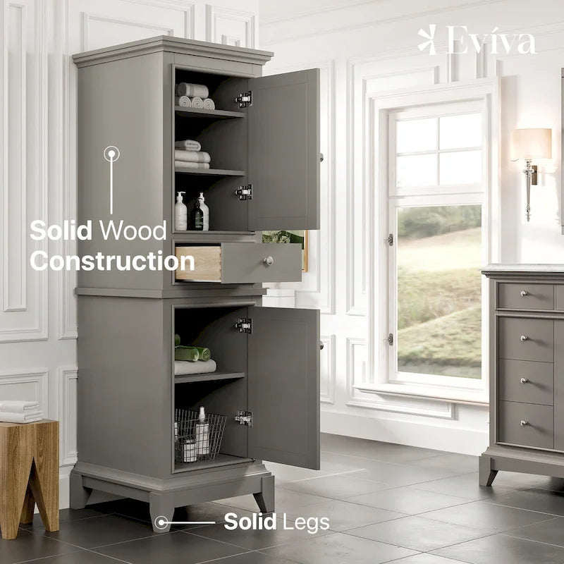 Eviva Elite Stamford 24 Gray Freestanding Linen Cabinet