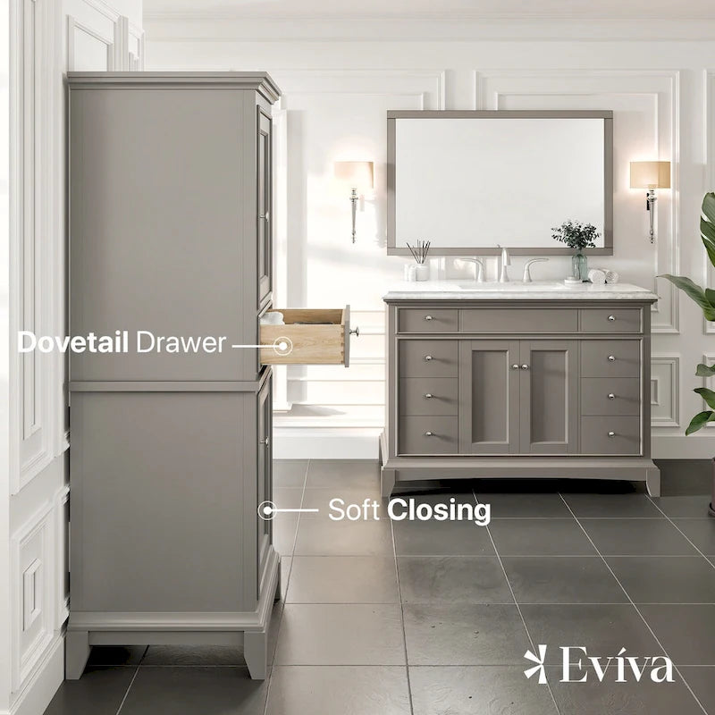 Eviva Elite Stamford 24 Gray Freestanding Linen Cabinet