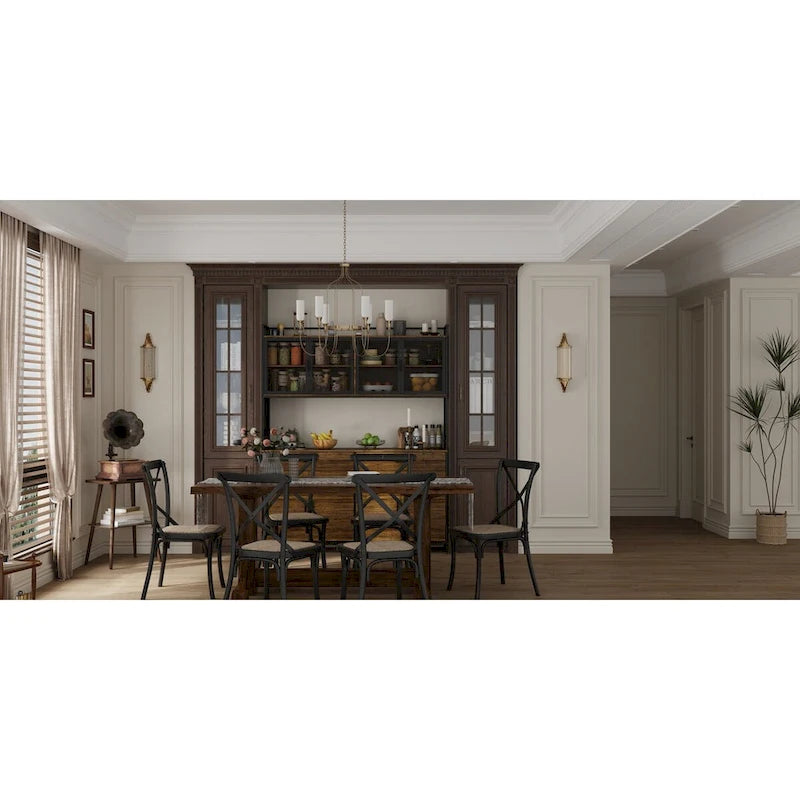 Multifunctional Kitchen Cabinet Collection Metal Frame Shelf Brown Walnut Color
