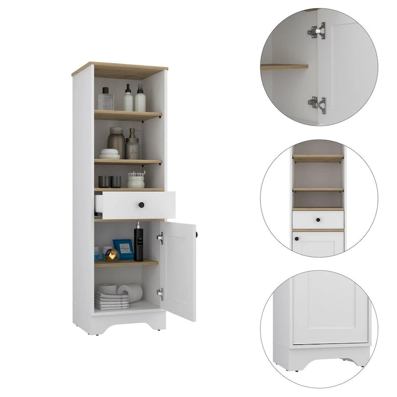 Linen Cabinet Burnedt, One Drawer, One Cabinet, Multiple Shelves, Light Gray Finish