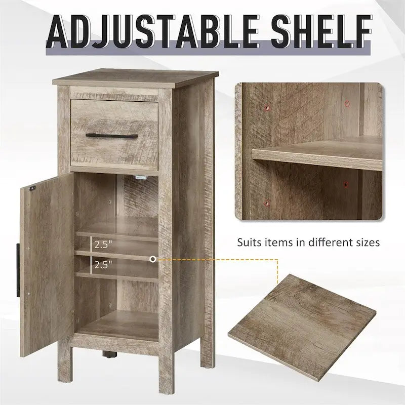 Bathroom Cabinet Storage Cupboard with Drawer and Adjustable Shelf - N/A