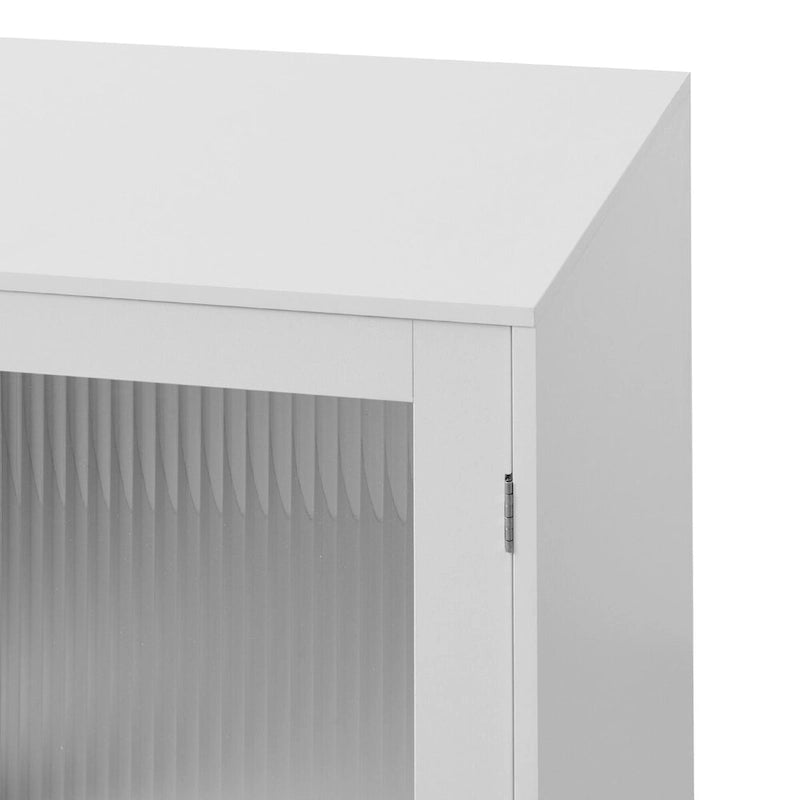 Modern Bathroom Storage Cabinet with 2 Glass Doors