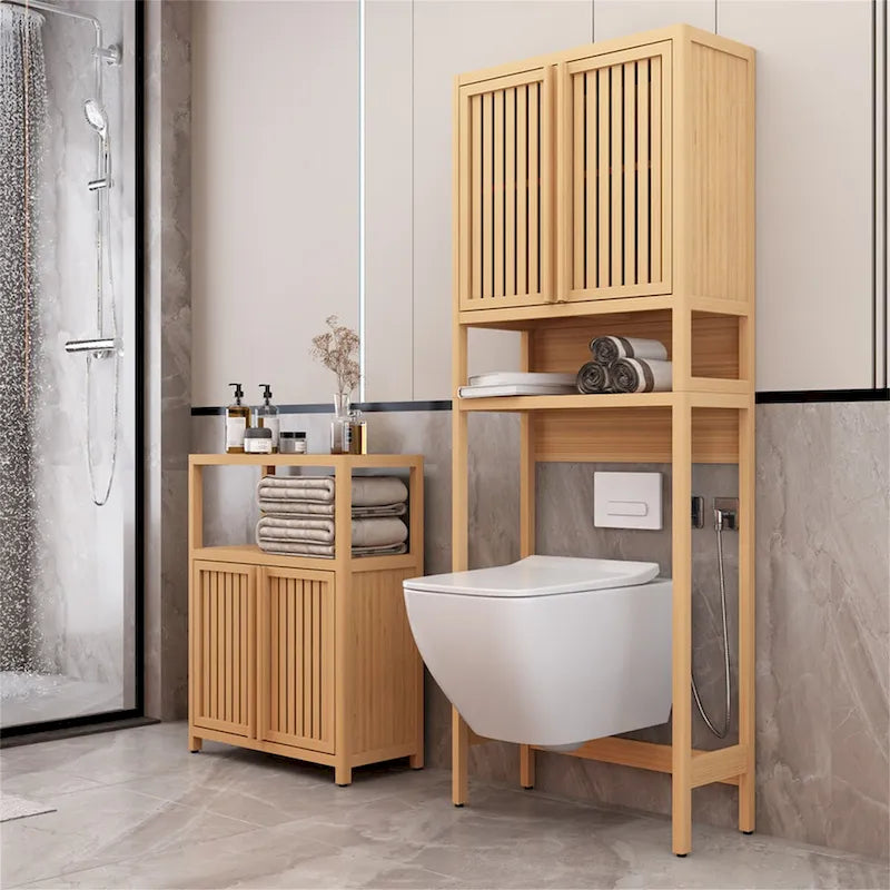 Natural Toilet Storage Rack for Independent Bathroom