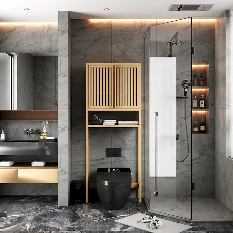 Natural Toilet Storage Rack for Independent Bathroom