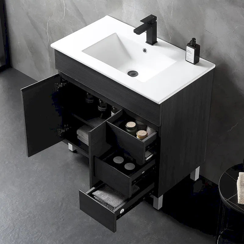 32 inch MDF black bathroom cabinet with sink - 32*32*20.4