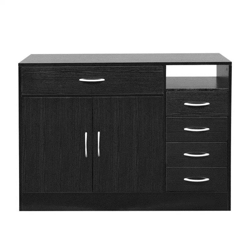 Double Doors and Five Drawers Bathroom Cabinet Black