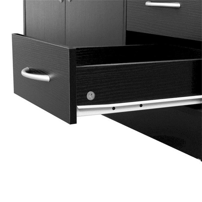 Double Doors and Five Drawers Bathroom Cabinet Black