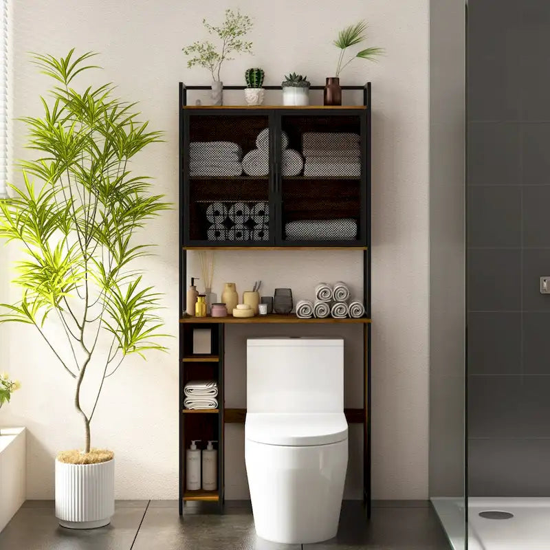 Above Toilet Storage Rack Metal Frame Bathroom Stand Space Saver Shelf