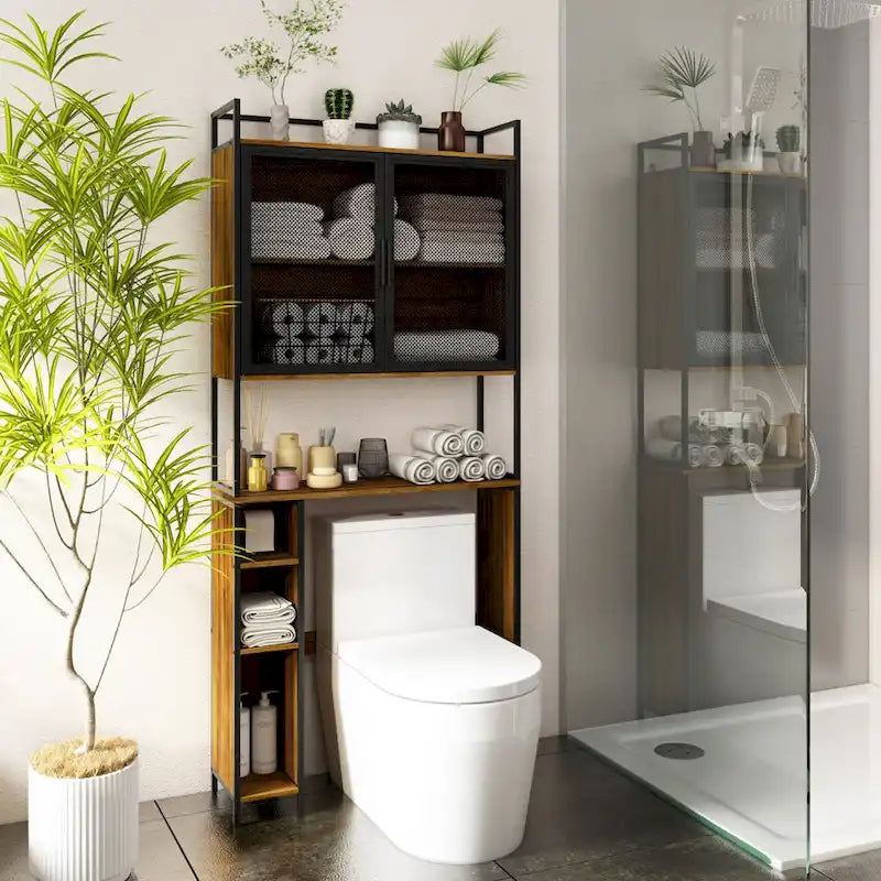 Above Toilet Storage Rack Metal Frame Bathroom Stand Space Saver Shelf