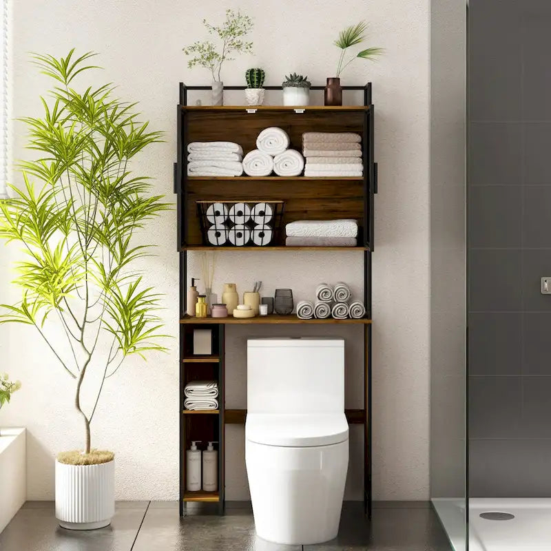 Above Toilet Storage Rack Metal Frame Bathroom Stand Space Saver Shelf