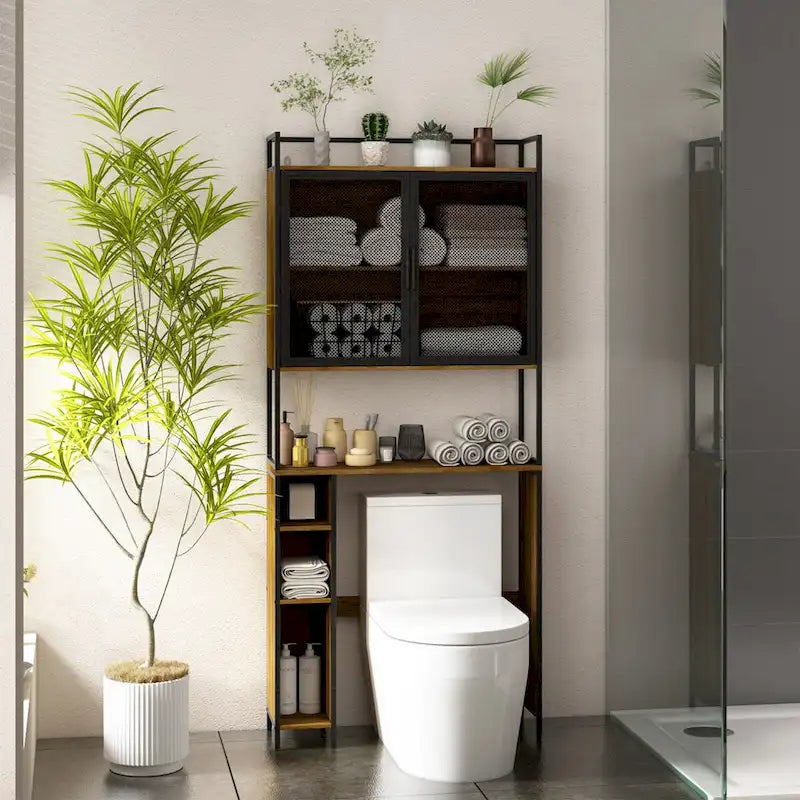 Above Toilet Storage Rack Metal Frame Bathroom Stand Space Saver Shelf