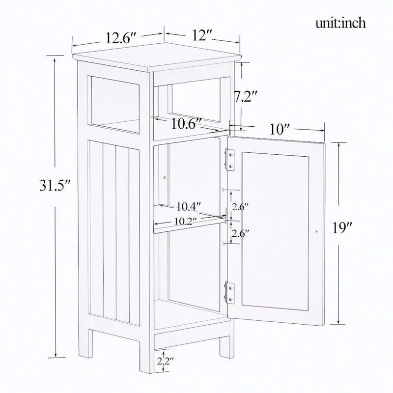 Bathroom Single Door Storage Cabinets for Convenient Storage Solutions, 12.60 x 11.80 x 31.50 inches