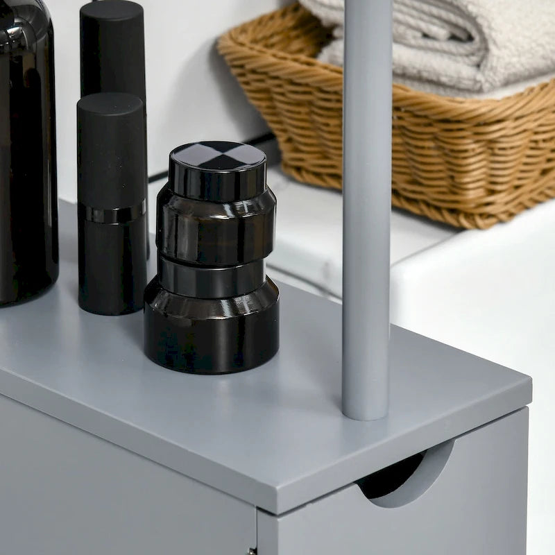 54 Tall Bathroom Storage Cabinet,Freestanding Linen Tower with 2-Tier Shelf and Drawers