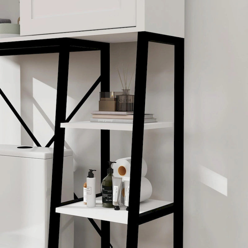 Over-The-Toilet Storage Cabinet with Sliding Barn Door and Adjustable Shelves