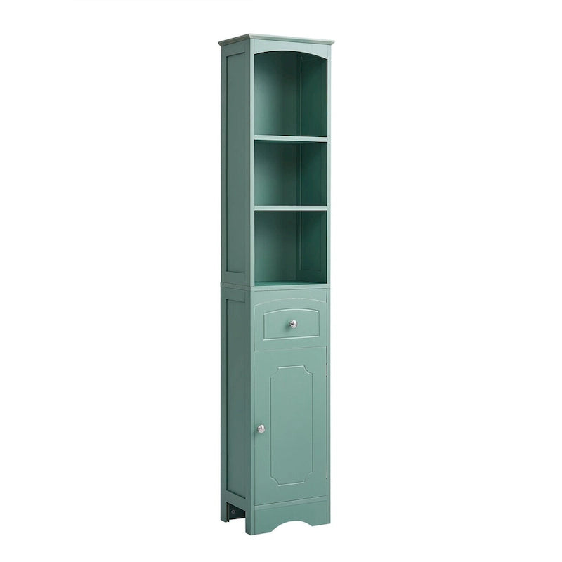 67 Tall Bathroom Storage Cabinet, Modern Narrow Display Cupboard Stand with Drawer and Adjustable Shelf