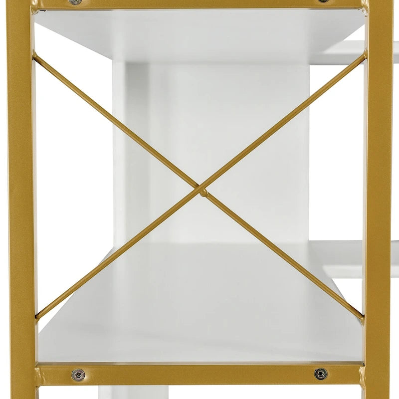 7-Tier Bookcase Home Office Bookshelf, L-Shaped Corner Bookcase with Metal Frame, MDF Board - 37.4*37.4*709