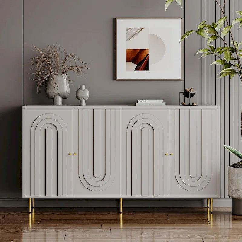 59.8W 4 Door Wooden Cabinet Sideboard Buffet - N/A