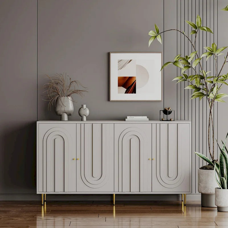 59.8W 4 Door Wooden Cabinet Sideboard Buffet - N/A