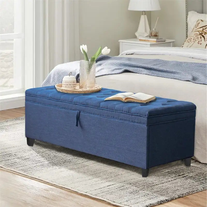 Extra Long Storage Ottoman Entryway Bench with Flip Top Storage Chest