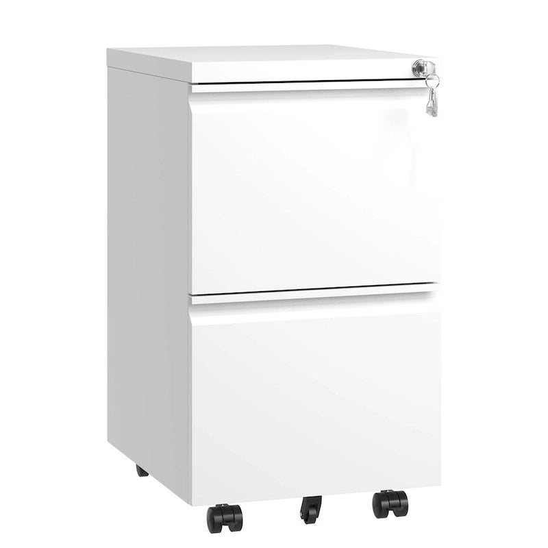2 Drawer Metal Mobile File Cabinet,Rolling File Cabinet with Lock for Hanging Legal/Letter/A4 Size
