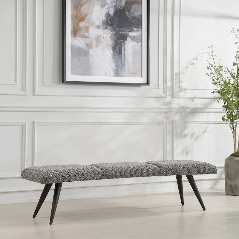 Uttermost Bowtie Charcoal Fabric Bench - 18 H X 72.5 W X 20 D