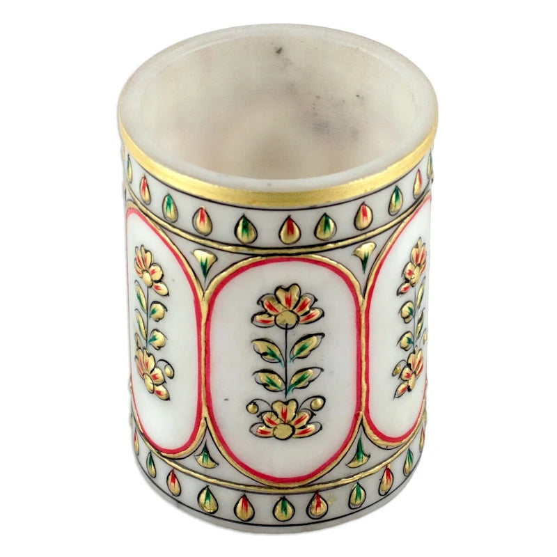 Novica Handmade Palatial Windows Marble Pen Holder