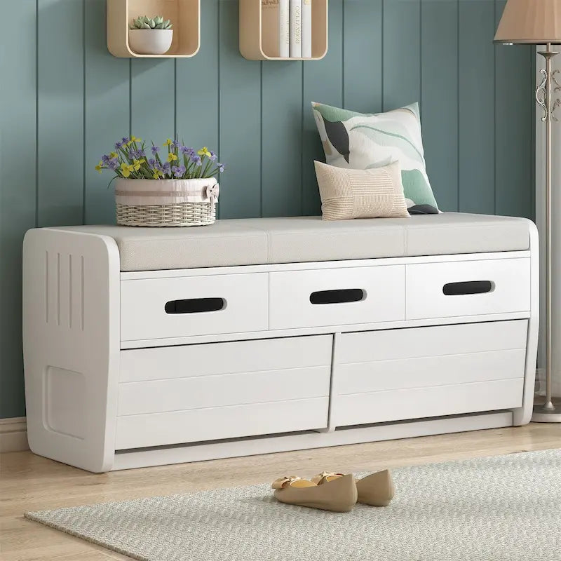 Rustic Storage Bench with 2 Drawers