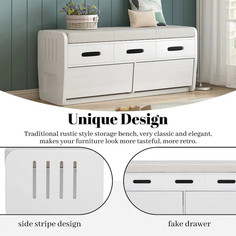 Rustic Storage Bench with 2 Drawers