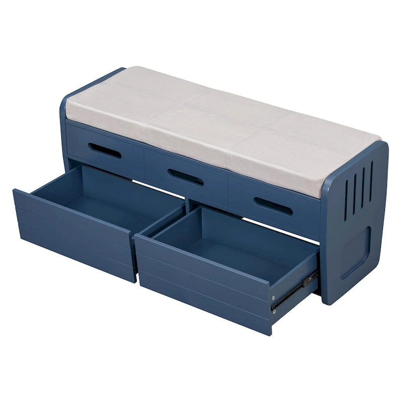 Rustic Storage Bench with 2 Drawers