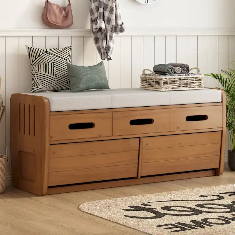Rustic Storage Bench with 2 Drawers