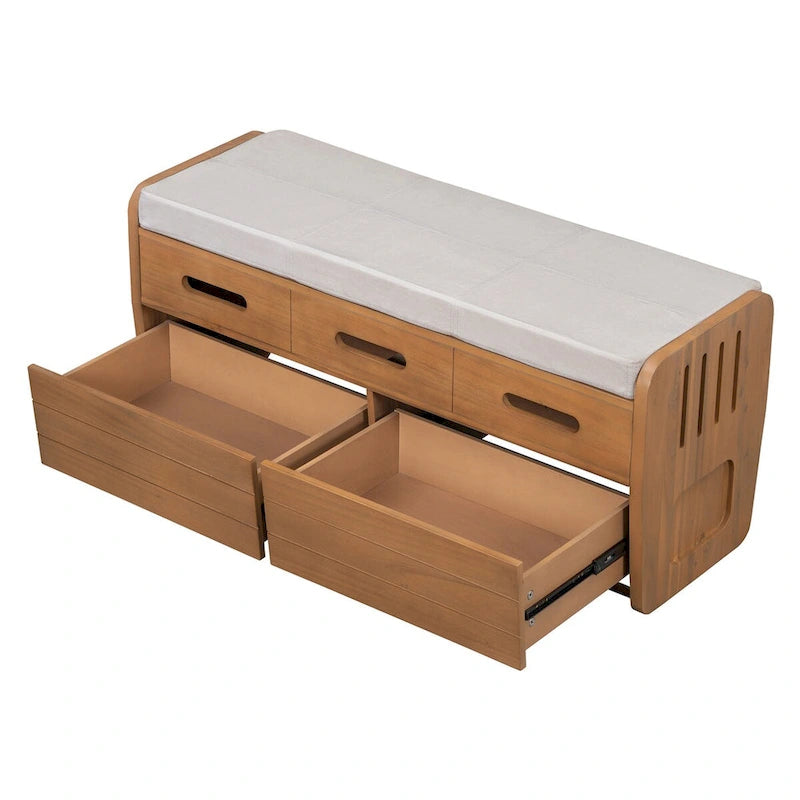 Rustic Storage Bench with 2 Drawers