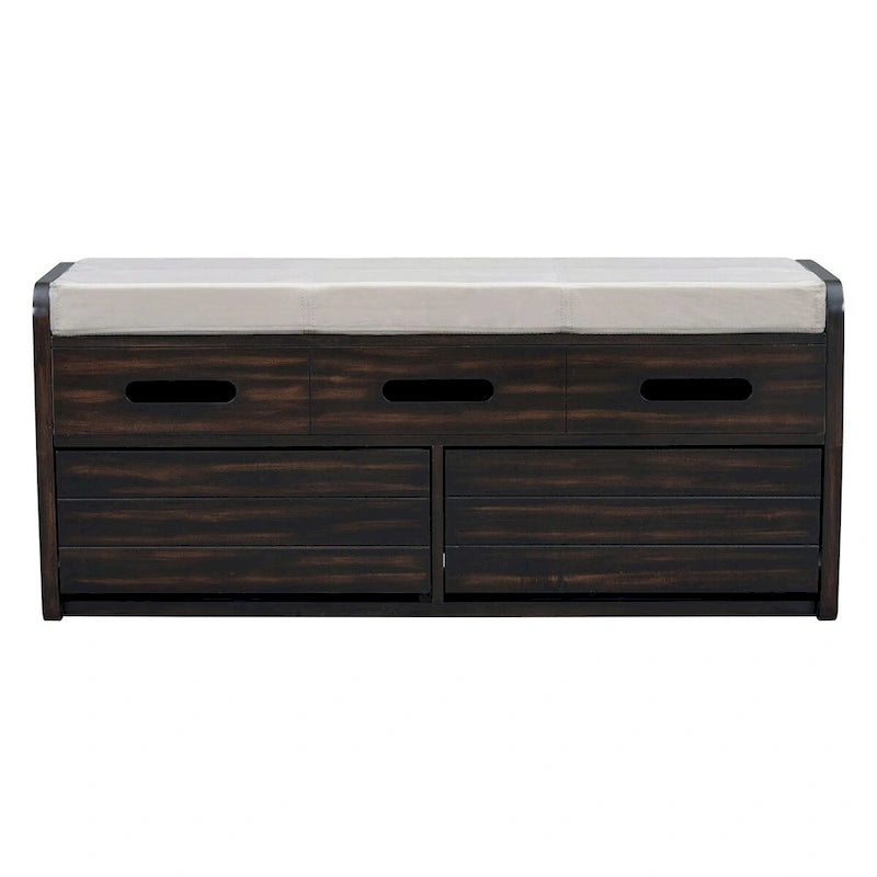 Rustic Storage Bench with 2 Drawers
