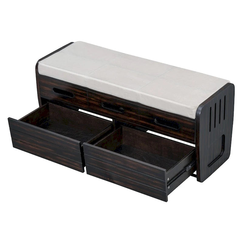 Rustic Storage Bench with 2 Drawers