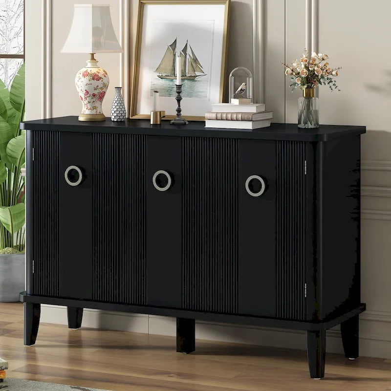 Simple and Atmospheric Solid Wood Veneer Fraxinus Mandschuric Cabinet