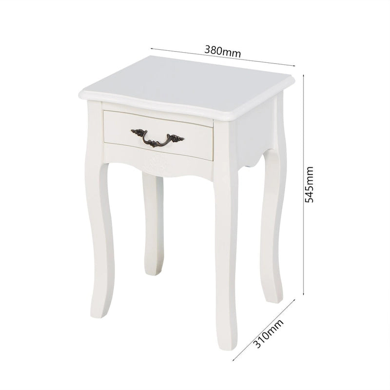 White Living Room Floor-standing Storage Table with a Drawer, 4 Curved Legs