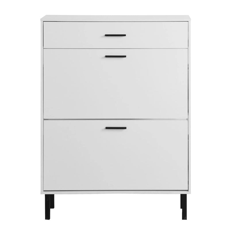 Shoe Cabinet, Freestanding Shoe Rack Storage Organizer with Drawers & Metal Legs, Shoe Storage Cabinet with 2 Flip Drawers