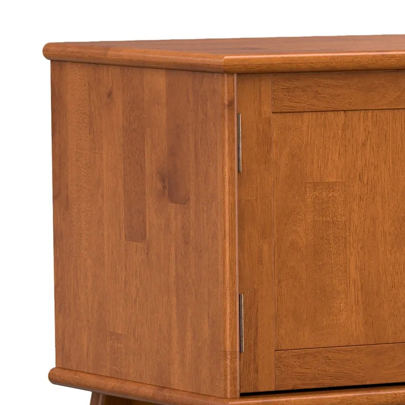 SOLID HARDWOOD 72 inch Wide Modern TV Media Stand in Teak Brown For TVs up to 80 inches