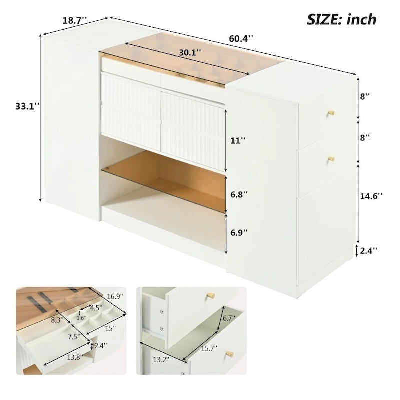 Modern Luxury Multi-Functional Island Vanity Dresser and Storage Cabinet