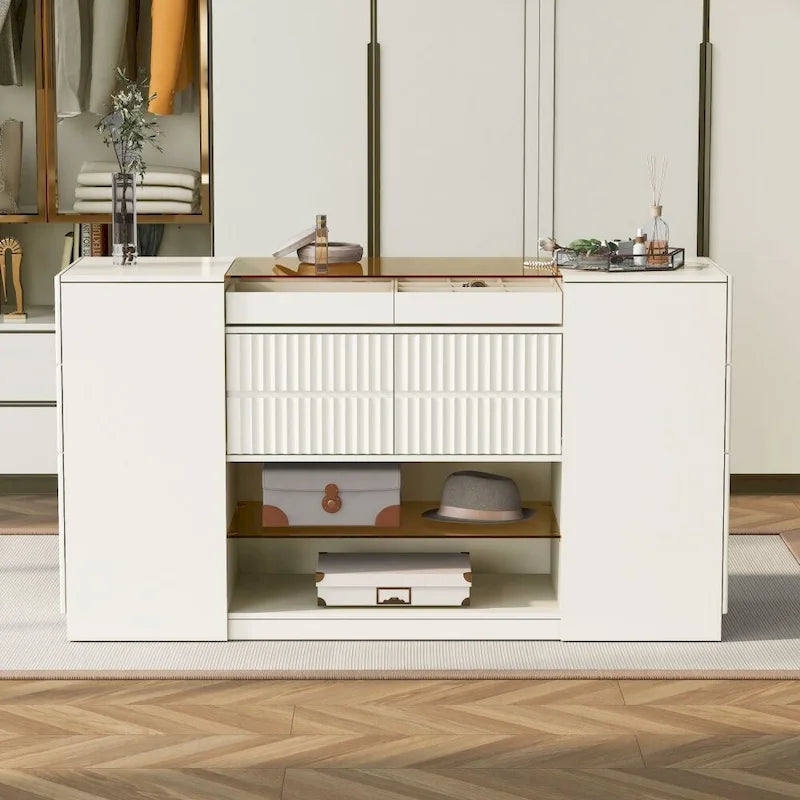 Modern Luxury Multi-Functional Island Vanity Dresser and Storage Cabinet