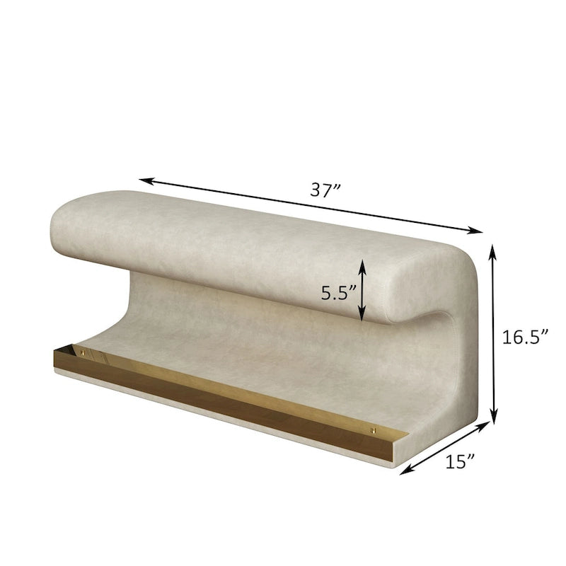 37W Entryway Bench Leather Upholstered Ottoman with LED