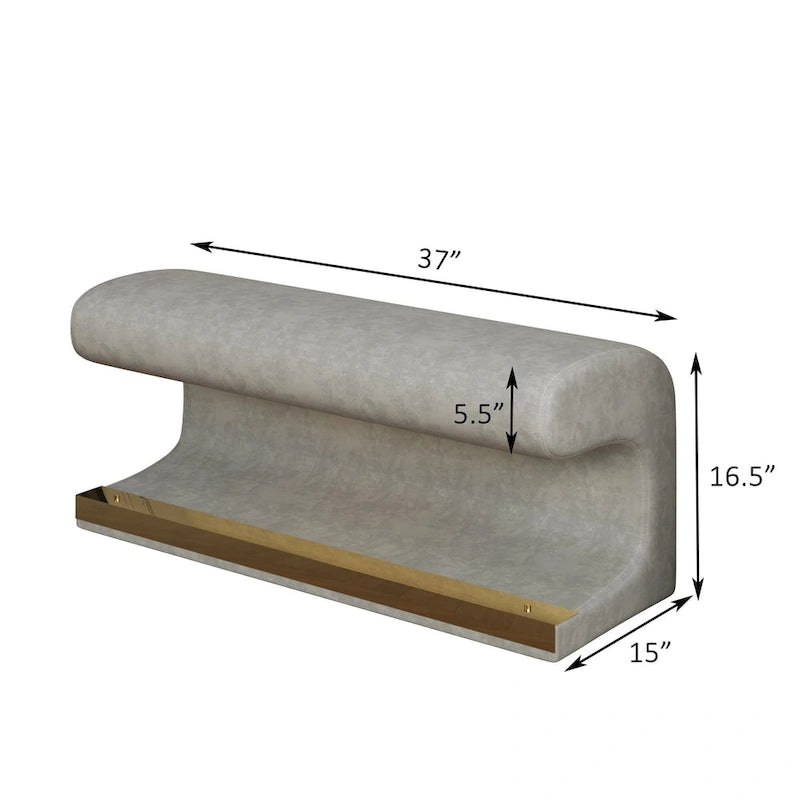37W Entryway Bench Leather Upholstered Ottoman with LED